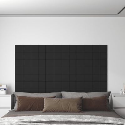 vidaXL Painel de parede 12 pcs 60x15 cm tecido 1,08 m² preto