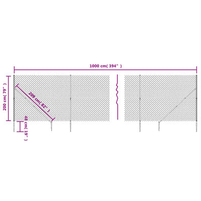 vidaXL Cerca de arame com estacas de fixação 2x10 m verde