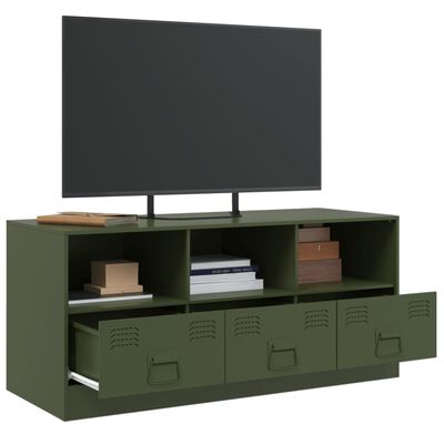 vidaXL Móvel de TV 99x39x44 aço verde azeitona