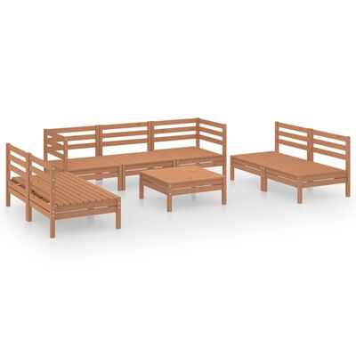 vidaXL 8 pcs conjunto lounge de jardim pinho maciço castanho mel