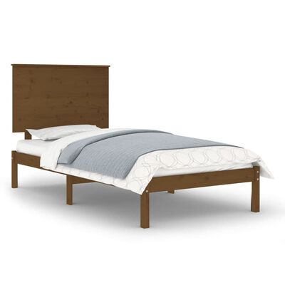 vidaXL Estrutura cama pequena solteiro 75x190 cm madeira castanho mel