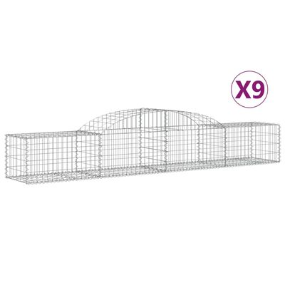 vidaXL Cestos gabião arqueados 9 pcs 300x50x40/60 cm ferro galvanizado