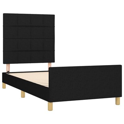 vidaXL Estrutura de cama c/ cabeceira tecido 90x190 cm preto