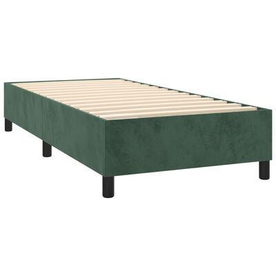 vidaXL Cama box spring c/ colchão/LED 90x190 cm veludo verde-escuro