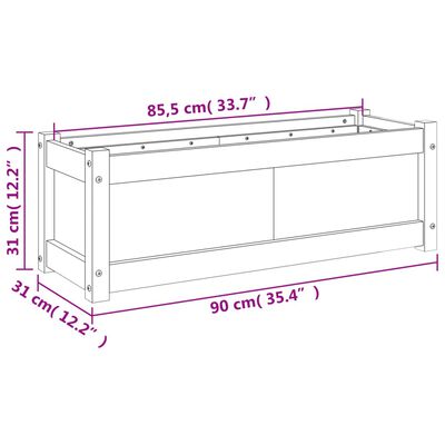 vidaXL Vaso/floreira de jardim 90x31x31 cm pinho maciço castanho cera