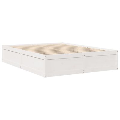 vidaXL Cama com colchão 140x200 cm madeira de pinho maciça branco