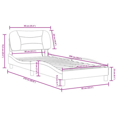 vidaXL Estrutura de cama c/ luzes LED 80x200 cm tecido preto