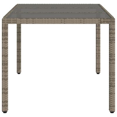 vidaXL Mesa de jardim com tampo de vidro 150x90x75 cm vime PE cinzento