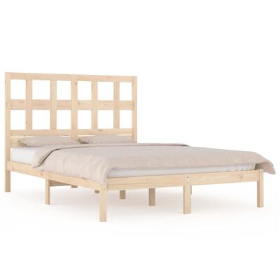 vidaXL Estrutura de cama casal 135x190 cm pinho maciço