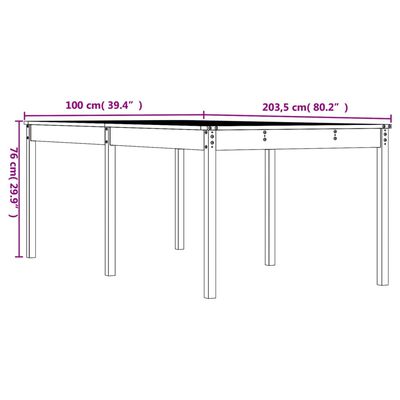 vidaXL Mesa de jardim 203,5x100x76 cm pinho maciço castanho-mel