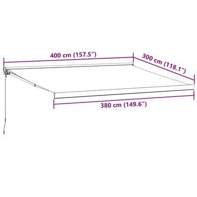 vidaXL Toldo retrátil manual 400x300 cm bordô