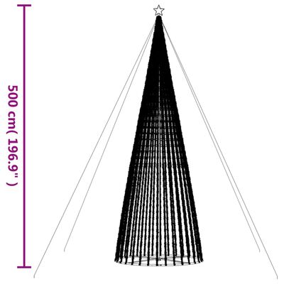 vidaXL Árvore de Natal luminosa em cone 1544 luzes LED 500 cm colorido