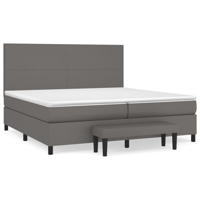 vidaXL Cama com molas/colchão 200x200 cm couro artificial cinzento