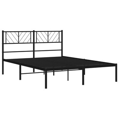 vidaXL Estrutura de cama em metal com cabeceira 150x200 cm preto