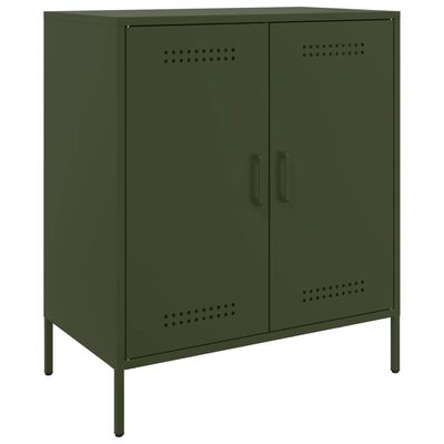 vidaXL Aparador 68x39x79 cm aço verde azeitona