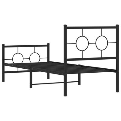 vidaXL Estrutura de cama com cabeceira e pés 75x190 cm metal preto