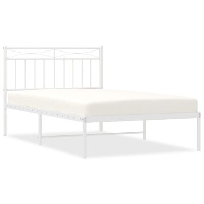 vidaXL Estrutura de cama com cabeceira 100x200 cm metal branco