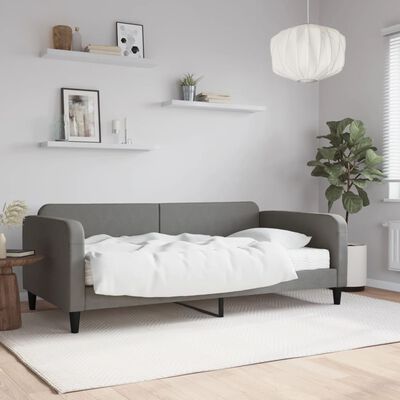 vidaXL Sofá-cama com colchão 100x200 cm tecido cinzento-escuro