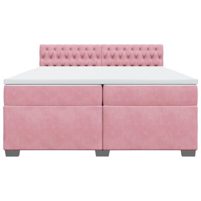 vidaXL Cama com molas/colchão 200x200 cm veludo rosa