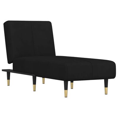 vidaXL Chaise longue veludo preto