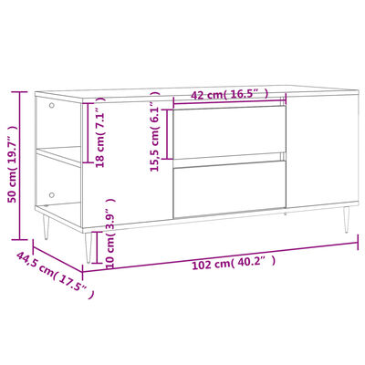 vidaXL Mesa de centro 102x44,5x50 cm derivados de madeira preto