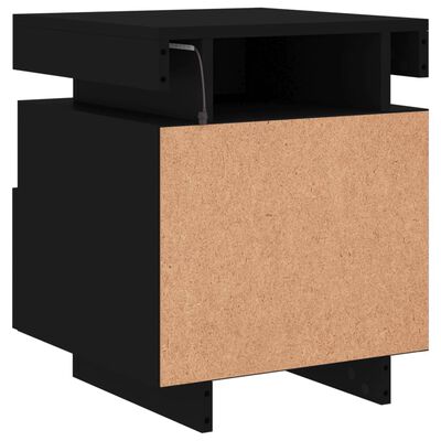 vidaXL Mesa de cabeceira com luzes LED 40x39x48,5 cm preto