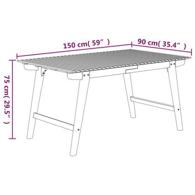 vidaXL Mesa de jardim 150x90x75 cm madeira de acácia maciça