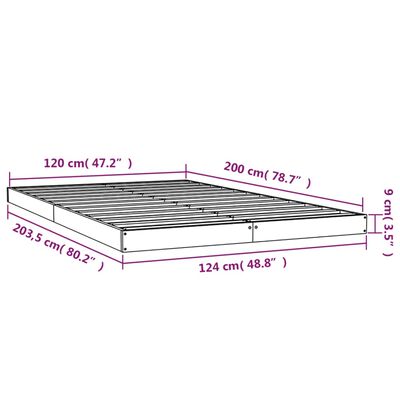 vidaXL Estrutura de cama 120x200 cm pinho maciço castanho mel