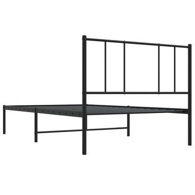 vidaXL Estrutura de cama metal s/ colchão c/ cabeceira 75x190 cm preto