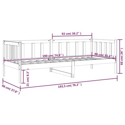 vidaXL Sofá-cama sem colchão 90x190 cm madeira de pinho maciça