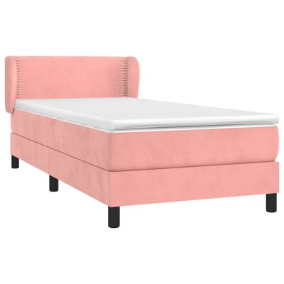 vidaXL Cama com molas/colchão 100x200 cm veludo rosa