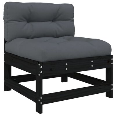 vidaXL 7 pcs conjunto lounge jardim c/ almofadões madeira maciça preto