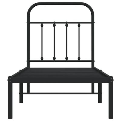 vidaXL Estrutura de cama metal s/ colchão c/ cabeceira 75x190 cm preto