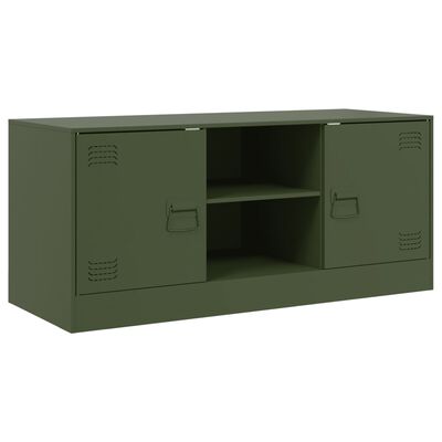 vidaXL Móvel de TV 99x39x44 aço verde azeitona