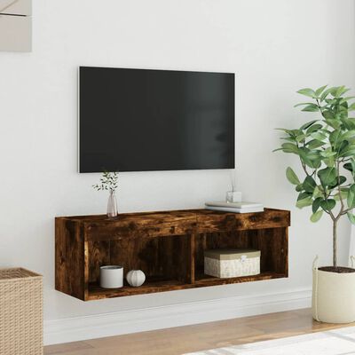 vidaXL Móvel de TV com luzes LED 100x30x30 cm carvalho fumado