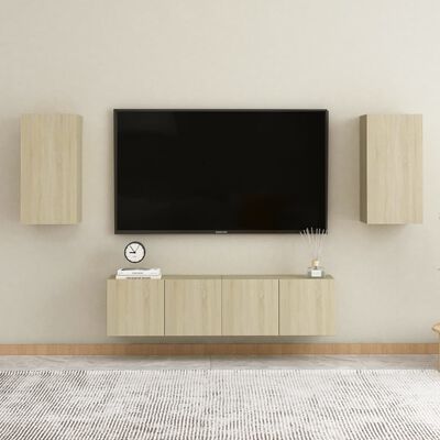 vidaXL 4pcs conjunto de móveis TV derivados de madeira carvalho sonoma