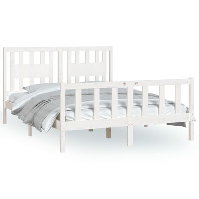 vidaXL Estrutura de cama com cabeceira 120x200 cm pinho maciço branco