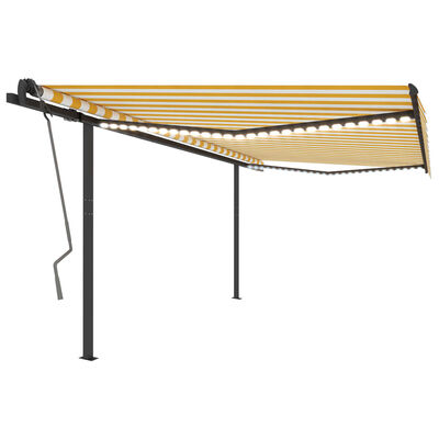 vidaXL Toldo automático c/ LED e sensor de vento 4x3 m amarelo/branco