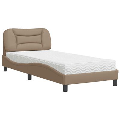 vidaXL Cama com colchão 80x200 cm couro artificial cappuccino