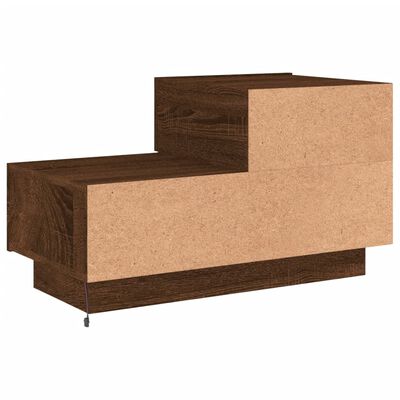 vidaXL Mesa de cabeceira com luzes LED 70x36x40,5 cm carvalho castanho