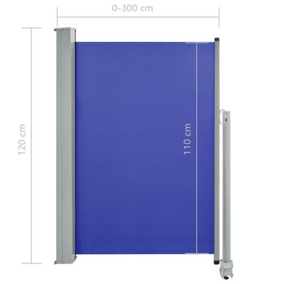 vidaXL Toldo lateral retrátil para pátio 120x300 cm azul