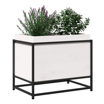 vidaXL Vaso/floreira de jardim 60x40x50 cm madeira pinho maciça branco