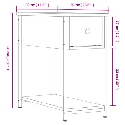 vidaXL Mesa de cabeceira 30x60x60 cm derivados madeira sonoma cinza