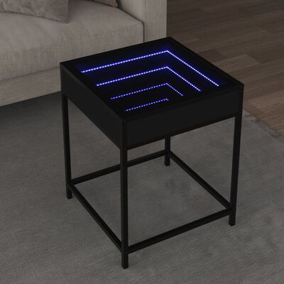 vidaXL Mesa de centro com luzes LED Infinity 40x40x51 cm preto