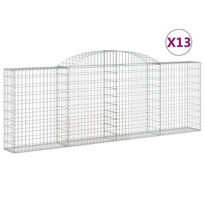 vidaXL Cestos gabião arqueados 13pcs 300x30x100/120 ferro galvanizado