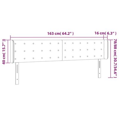 vidaXL Cabeceira cama c/ luzes LED tecido 163x16x78/88 cm cinza-claro