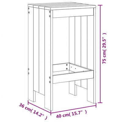 vidaXL 5 pcs conjunto de bar para jardim pinho maciço cinzento