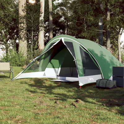 vidaXL Tenda de campismo cabana para 4 pessoas impermeável verde