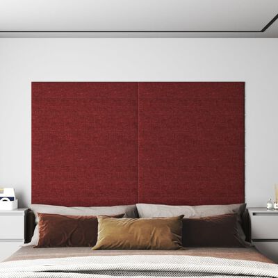 vidaXL Painel de parede 12 pcs 90x15 cm tecido 1,62 m² vermelho tinto