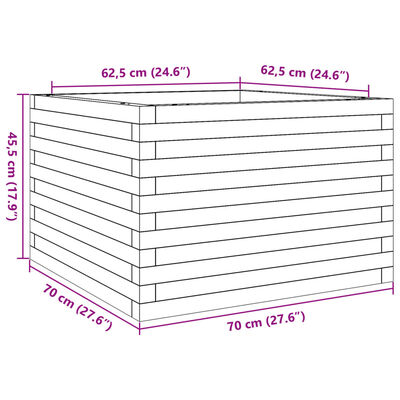 vidaXL Vaso/floreira de jardim 70x70x45,5 madeira de pinho impregnada